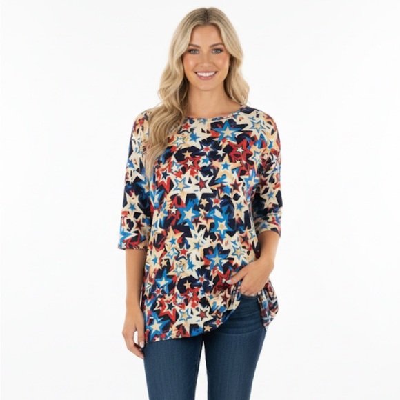 LulaRoe medium star print Irma Top - Picture 1 of 4